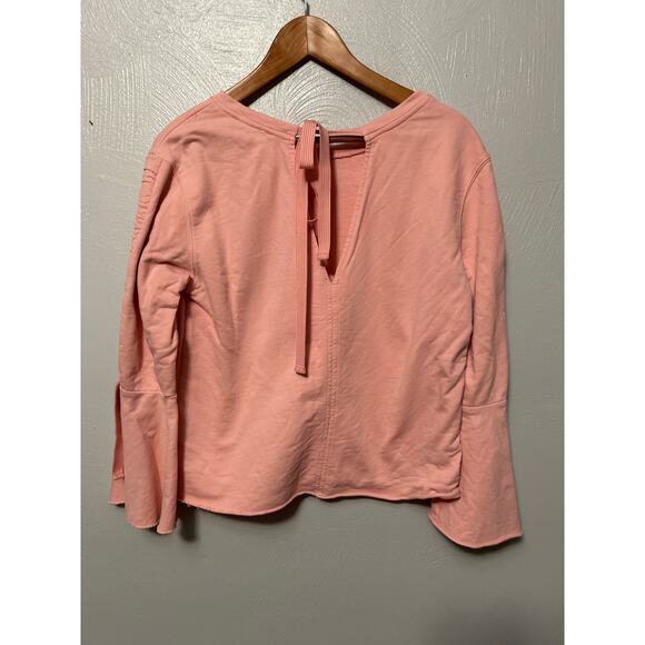 Sanctuary Pink Oversized Long Sleeve Crew Neck Back Bow Raw Edge Sweatshirt XS - Picture 9 of 12